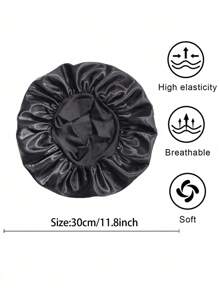 Awegeo 1pc Women's Wide Brim Elastic Satin Sleep Cap, Fashionable & Comfortable Breathable Hair Protection Hat For Daily Wear Sleep Bonnet,Summer,Beach,Holiday,Travel - Leather Red - View 3