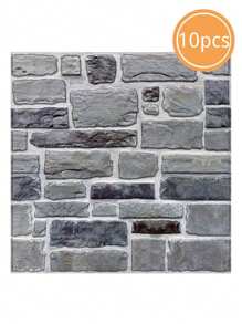 1pc/10pcs 3D Faux Stone Peel And Stick Wall Panels, 3D Wall Stickers For Living Room, Wall Tiles Self Adhesive Backsplash For Kitchen, Bathroom, Farmhouse Decor