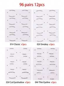 96 Stück/12 Paare Augen Make-up Schablonen, Eyeliner & Augenbrauen Schablonen Aufkleber, 4 verschiedene Designs, westliche Eyeliner & Augenbrauen Formvorlagen, Make-up Aufkleber, Make-up, günstig, Raumdekoration, Schminktisch, Reise, Schlafzimmer, Make-up Accessoires