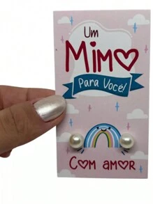 100 Lembrancinhas Tag Mimos Clientes Brindes Brincos 8 Mm