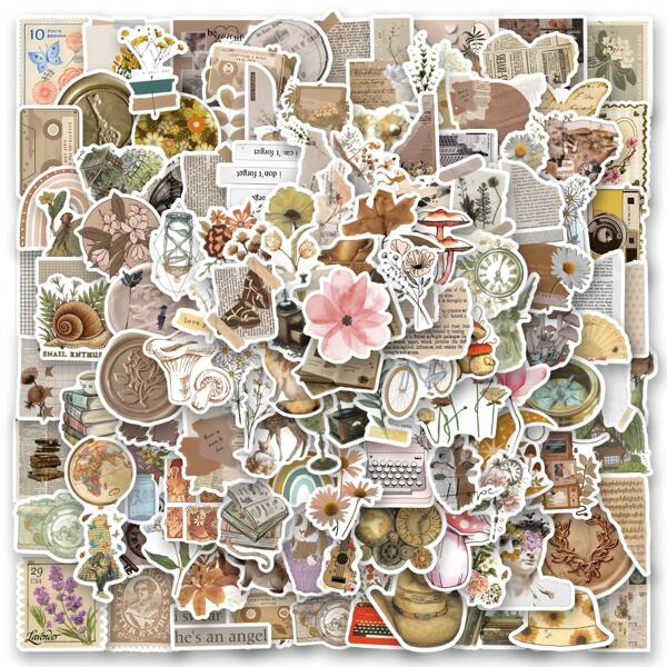 200PCS Cute Retro Stickers Aesthetic Vinyl Stickers Decals Scrapbook, Journaling, Laptop, Bumper, Skateboard, Water Bottles, Computer, Phone