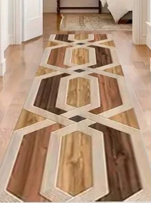 1pc Brown Geometric Vintage Print Runner Mat, Plush Rug Carpet, Soft Comfy Doormat, Vibrant Colors, Home Decor, Suitable For Living Room, Hallway, Bedroom, Kitchen, Entryway, Indoor, Durable & Easy Clean, Bedroom Decor, Home Decoration, Room Decor, Outdoor Mat, Garden Rug, Living Room Carpet
