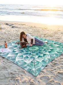 1 Stück leichte wasserdichte und sandabweisende Stranddecke, Outdoor Picknick Matte mit digitalem Schildkröten-Motiv, geeignet für Camping, Picknicks und Strände
