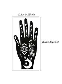 2 fogli di stencil all'henné, con disegni di luna, stelle e motivi a pois, stencil per tatuaggi temporanei per mani e piedi, modelli di mehndi con motivi traforati per il body painting delle donne, adatti per matrimoni e festival - Multicolore - Visualizzare 5