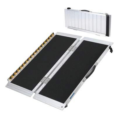 Studyset 2/3/4/5/7/8/9/10FT Wheelchair Ramp, Portable Aluminum Folding Handicap Ramp, 600 LBS Capacity Non-Slip Threshold Ramp, Mobility Ramp For Home Wheelchairs Steps Doorways