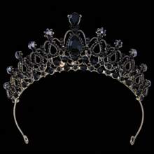 Coroa Princesa Diadema de Cor Dourada com Strass para Noiva, Tiaras e Coroas para Mulheres, Acessórios de Cabelo para Casamento, Festa, Joias, Presentes de Diadema - cor - Visão 21