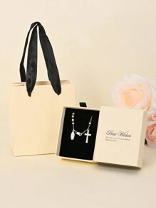 1 pieza Pulsera con colgante de la Virgen María y cruz católica chapada en estilo clásico de dos tonos, hecha a mano pura de plata 925 con caja de regalo de lujo, adecuada para madres/San Valentín, parejas, hermanas, amigos, creyentes para uso diario/festival y oración