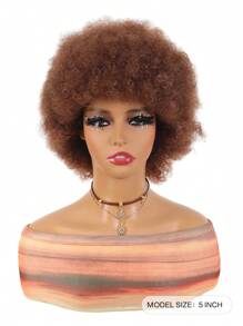Peluca rizada afro ensortijada sintética de 5 pulgadas para mujeres, peluca puffy afro de tamaño pequeño para los años 70 y 80, con aspecto natural y esponjoso, ideal para uso diario