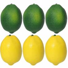 Fake Fruit Artificial Lemons, 3.1''*2.2'' Faux Lemon Fake Limes With Leaves, Lifelike Fake Lemon Decor For Kitchen Table Cabinet Party, Plastic Fruits Photography Prop 36PCS,Garden Decor,Outdoor Plant,Gardening,Fake Flowers