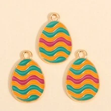 10pcs Cartoon Easter Eggs Oil Dripping Pendants, Suitable For DIY Cute And Interesting Painted Eggshell Charm Earrings, Necklaces, Jewelry