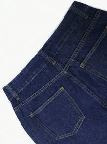 NVFelix Women's Loose Straight Leg Jeans, Vintage Distressed Elegant Casual Y2K Streetwear Style, Dark Blue, New Summer Collection For Valentine's Day - Dark Wash - View 10