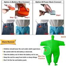 Disfraz inflable para adultos, disfraces inflables de alienígenos para Halloween, disfraces inflables de secuestro de alienígenos, disfraces divertidos de Halloween hinchables - Verde - Ver 7