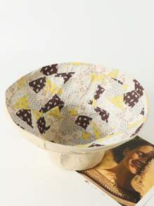 LEAJOURNO. 1pc Reversible Floral Print Sun Hat, Women Spring Summer Large Brimmed Polyester Bucket Hat With Bendable Wire Frame For UV Protection