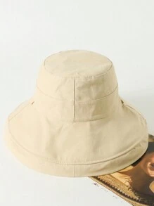 LEAJOURNO. 1pc Reversible Floral Print Sun Hat, Women Spring Summer Large Brimmed Polyester Bucket Hat With Bendable Wire Frame For UV Protection