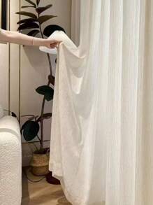 1pc Semi-Sheer French Vintage Style Window Voile Curtain For Balcony, Living Room, Study, Home Decor