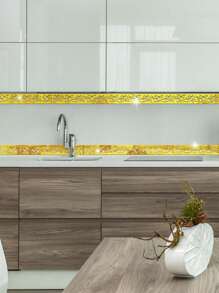 Bộ 10 miếng dán tường gương hình tuyến tính trang nhã - 5x20cm, màu bạc, vàng, đen, chất liệu acrylic, có lớp keo tự dính, thích hợp trang trí nhà cửa, phòng ngủ, tường nhà, phòng tắm. Gương họa tiết tinh xảo dùng cho viền góc, đường viền tường nhấn, các dự án cải tạo DIY, lắp đặt không cần khoan, dán trực tiếp, bề mặt phản chiếu, phong cách phục hưng ốp tường châu Âu, trang trí hình học tối giản, bộ dụng cụ chi tiết kiến trúc. - Nhiều màu - Xem 16
