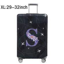 Luggage Cover Travel Case Cover For 18 To 32 Inch Luggage Protector Cases For Men Women Outdoor Holiday Travel Essentials Accessories Polyester Suitcase Elastic Dust Covers Fashion Initial Name A To Z Purple Flower Letter Print Toiletry Bag Wash Bag Toiletry Travel Bag Makeup Storage Beach Beach Bag Vacation Holiday Essentials School Supplies Travel Essentials Ladies For College Dorm Bathroom Bag For School School Accessories School Stuff - Black - View 29