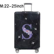 Luggage Cover Travel Case Cover For 18 To 32 Inch Luggage Protector Cases For Men Women Outdoor Holiday Travel Essentials Accessories Polyester Suitcase Elastic Dust Covers Fashion Initial Name A To Z Purple Flower Letter Print Toiletry Bag Wash Bag Toiletry Travel Bag Makeup Storage Beach Beach Bag Vacation Holiday Essentials School Supplies Travel Essentials Ladies For College Dorm Bathroom Bag For School School Accessories School Stuff - Black - View 37