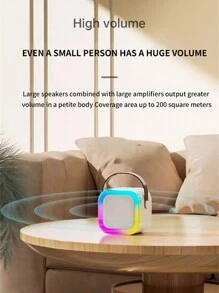 Altavoz portátil Bluetooth K12 con 2 micrófonos de karaoke, batería integrada, entrada AUX/tarjeta TF/USB, luces ambiente de colores, adecuado para reuniones interiores, campamento al aire libre y canto