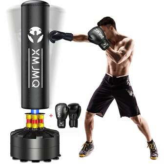 Saco de boxeo de pie con guantes de boxeo, saco de boxeo para entrenamiento de lucha contra objetivos, poste de boxeo con base de succión, para taekwondo, MMA, lucha, entrenamiento de boxeo Sanda