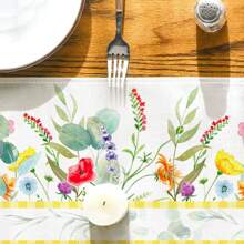1pc Countryside Style Digital Printing Table Runner, Linen, 33*180 Cm, Suitable For Living Room Coffee Table And Dining Table, Spring/Summer