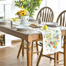 1pc Countryside Style Digital Printing Table Runner, Linen, 33*180 Cm, Suitable For Living Room Coffee Table And Dining Table, Spring/Summer