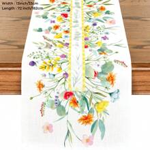 1pc Countryside Style Digital Printing Table Runner, Linen, 33*180 Cm, Suitable For Living Room Coffee Table And Dining Table, Spring/Summer