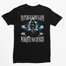 Playera Gym Mis Gains Gimnasio Calavera Ejercicio Para Caballero - Negro - Ver 2