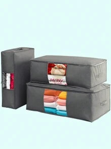 1 Bolsa de almacenamiento de edredón en gris oscuro, de gran capacidad para ropa, bolsa de clasificación de edredones, resistente al agua y a la humedad, equipaje para mudanza y embalaje, organizador de dormitorio