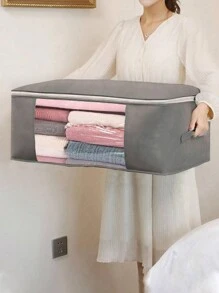 1 Bolsa de almacenamiento de edredón en gris oscuro, de gran capacidad para ropa, bolsa de clasificación de edredones, resistente al agua y a la humedad, equipaje para mudanza y embalaje, organizador de dormitorio
