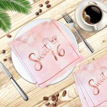20/100pcs Rose Gold 16th Birthday Napkins Rose Gold Theme Disposable Paper Napkins Happy Birthday Napkins For Dinner Birthday Party Favors 2-Ply