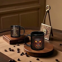 1 tazza da caffè in ceramica da 330 ml con manico, tazza con disegno sublimato unico, tazza nera solida, regalo originale, adatta per bevande calde o fredde come caffè freddo, whisky, succo. Ottima per Ognissanti, Natale, matrimonio, compleanno, San Valentino. - nero - Visualizzare 4