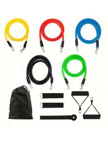 11 In 1 Multifunction Fitness Tension Rope 5-Tube Elastic Yoga Pedal Puller Resistance Band Tension Rope For Stretching Abdomen Training,Suitable For Men And Women Family Indoor And Outdoor Strength, Physical Training, Body Building Home Fitness Equipment Gym Accessories