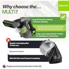 Gtech Multi MK2 | Cordless Handheld Vacuum Cleaner For Cars Stairs Home | 22V Li-Ion Battery | Powered Brush Bar - MultiMK2-20minutes - View 2