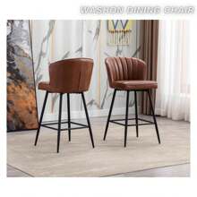 WAHSON OFFICE CHAIRS 2 Pack Wahson Velvet Bar Stools, Modern Velvet Bar Chair With Velvet Back, Bar Stool With Gold Plated Legs, Tall Kitchen Chair For Bar/Central Kitchen Island, Black - 棕色 - 查看 6