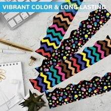 1 Roll 32.8 Feet Black Bulletin Board Borders, Scalloped Black Classroom Borders For Bulletin Board, White Board, Cork Board, Locker, Room Decor, Desk Decor And Classroom Decor,Classroom Decor,Office Decor,Room Decor,Home Decor,Wall Decor,Bathroom Decor,Bedroom Decor,Room Decoration Stuff,Posters