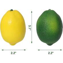 Fake Fruit Artificial Lemons, 3.1''*2.2'' Faux Lemon Fake Limes With Leaves, Lifelike Fake Lemon Decor For Kitchen Table Cabinet Party, Plastic Fruits Photography Prop 36PCS,Garden Decor,Outdoor Plant,Gardening,Fake Flowers