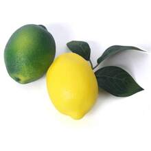 Fake Fruit Artificial Lemons, 3.1''*2.2'' Faux Lemon Fake Limes With Leaves, Lifelike Fake Lemon Decor For Kitchen Table Cabinet Party, Plastic Fruits Photography Prop 36PCS,Garden Decor,Outdoor Plant,Gardening,Fake Flowers