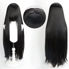 Karida Parrucca da cosplay lunga in fibra sintetica con frangia, parrucca da cosplay universale per capelli lisci a strati, resistente al calore, ad alta densità, aspetto naturale, 35 pollici/90 cm, parrucca sintetica extra lunga per donne, parrucche da cosplay artificiali per feste, Ognissanti, Natale, verde, arancione, rosa, blu, nero