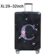 Luggage Cover Travel Case Cover For 18 To 32 Inch Luggage Protector Cases For Men Women Outdoor Holiday Travel Essentials Accessories Polyester Suitcase Elastic Dust Covers Fashion Initial Name A To Z Purple Flower Letter Print Toiletry Bag Wash Bag Toiletry Travel Bag Makeup Storage Beach Beach Bag Vacation Holiday Essentials School Supplies Travel Essentials Ladies For College Dorm Bathroom Bag For School School Accessories School Stuff - Black - View 45
