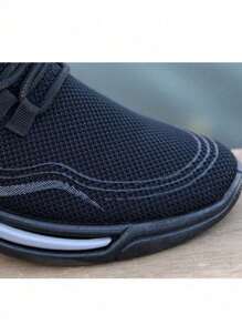 Tenis Hombre, Zapatos Hombre Deportivos, Zapatos de Malla Transpirable para Hombre, Zapatillas de Deporte Casuales de Moda  Zapatillas deportivas de hombre en textil ligero y transpirable, para Entrenamiento Caminar Correr Gimnasio con Suela Antiderrapante - Negro - Ver 6