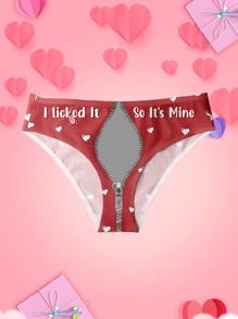 1 Piece Set Of Custom Letter Ladies Comfortable Red Panties With Face Customization, Pattern Customization, Custom Face Pattern On Panties , Holiday Gifts, Gifts For Wife, Girlfriend, Lover, Thanksgiving Day, Custom Face Panties Birthday Gifts. - Red - View 5