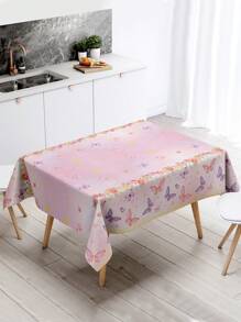 1 Peça/3 Peças 220*130cm Toalha de Mesa Plástica Descartável com Estampa de Flor e Borboleta Rosa, Festa Temática, Cobertura de Mesa de Festa de Aniversário, À Prova d'Água e Fácil de Limpar, Volta às Aulas, Dia dos Namorados