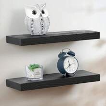 2 Stücke handgefertigte schwebende Regale, rustikales massives Holz Wandregal - einfacher Landhausstil Holzwandregal für Küche, Bad, Wohnzimmer, Schlafzimmer, Bauernhaus Raumdekoration - Verschiedenfarbig - Übersicht 3