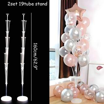 2 Sets Of Balloon Stand Sets With Base, Balloon Table Float Stand, Balloon Column Stand, Balloon Tree Stand Suitable For Wedding Decoration, Christmas, Thanksgiving, New Year, Birthday Party, Graduation Ceremony, Party Decoration Supplies.