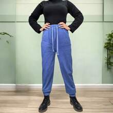 Pantalones Rectos Con Resorte En La Cintura Y Tobillos Con Bolsillos 1 Pieza Para Dama Diferentes Colores Se Amolda A Tu Figura - Azul - Ver 2