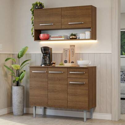  Cocina Integral Modular Madesa Emilly 105cm Color Marrón