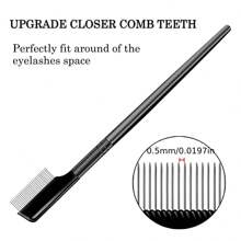 1 pieza Cepillo de cejas de acero inoxidable negro con peine, acicalador de pestañas, herramienta para arreglar cejas con tapa para maquillaje, peine para cejas y pestañas de acero inoxidable, con dientes densos para acicalar las pestañas - Negro - Ver 4