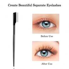 1 pieza Cepillo de cejas de acero inoxidable negro con peine, acicalador de pestañas, herramienta para arreglar cejas con tapa para maquillaje, peine para cejas y pestañas de acero inoxidable, con dientes densos para acicalar las pestañas - Negro - Ver 2