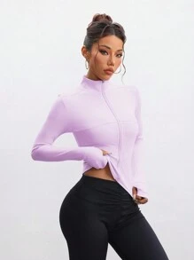 FWH Women's Fashion Yoga Outdoor Running Commuting Dating Sun Protection Essential Stretch Comfortable Back-Shaping Abdominal-Toning Slimming Fitness Retro High-End Street Elegant Sportswear Running Workout Wear Zipper Stretch Minimalist Fashion Sexy Fitted Long-Sleeve Yoga Jacket